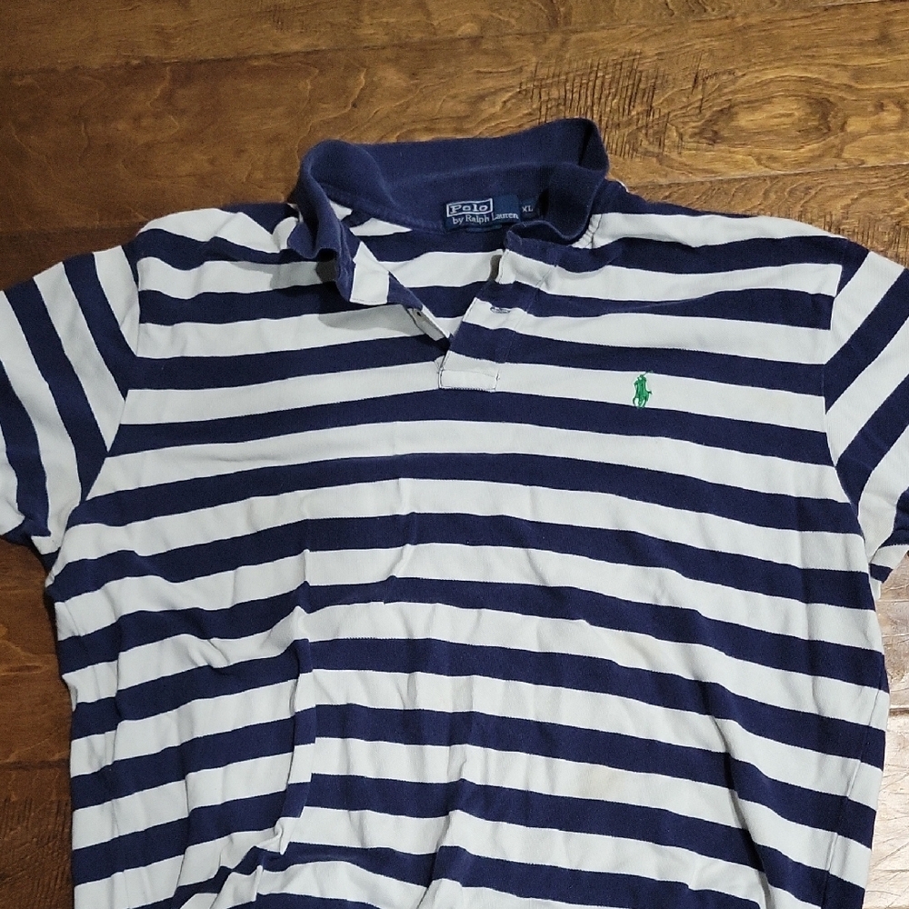 Polo by Ralph Lauren Navy and White Striped Men's Shirt